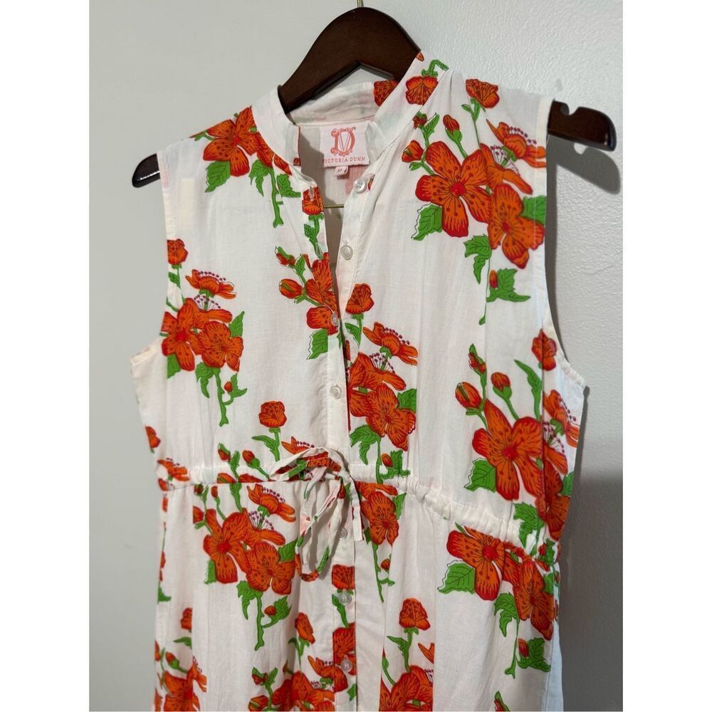 Victoria Dunn Magnolia Flutter Floral Sleeve Dress Size Medium Button - Picture 3 of 13